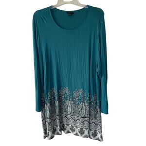 J. Jill Size 3X Stretch knit Teal long sleeved dress size 3X